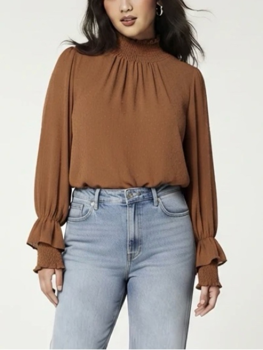 Darling Tan Long Sleeve Blouse